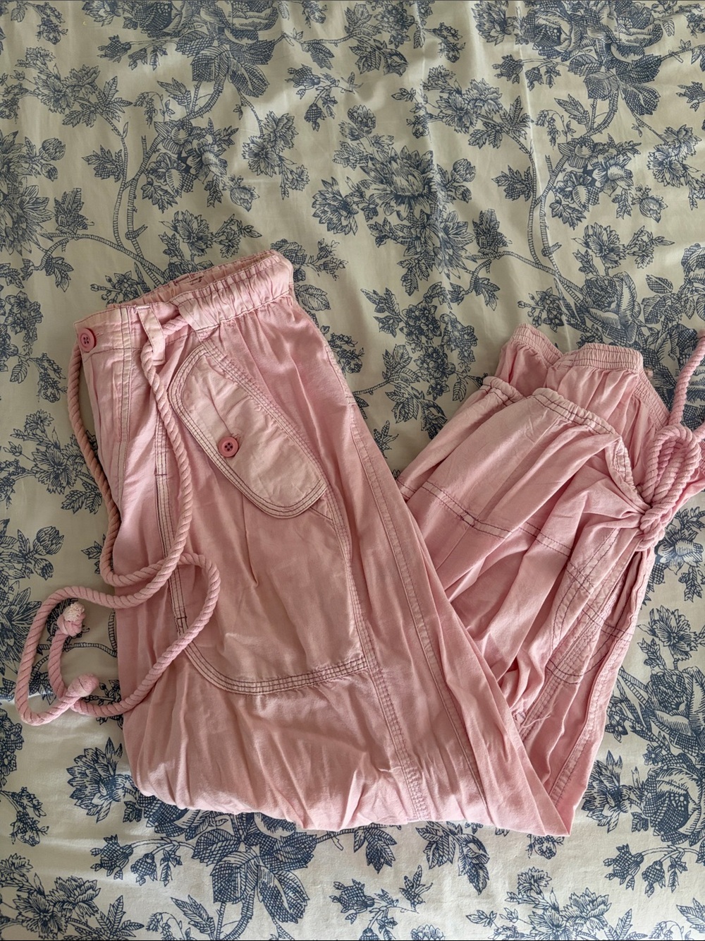 Free People Pink Drawstring Cargo Pants